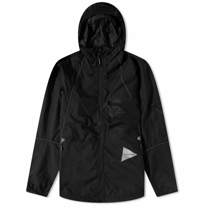 Photo: And Wander Men's Breathable Ripstop Hooded Jacket in Black