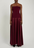 Esse Studios Illi Scarf-effect Silk and Stretch-knit Maxi Dress Burgundy