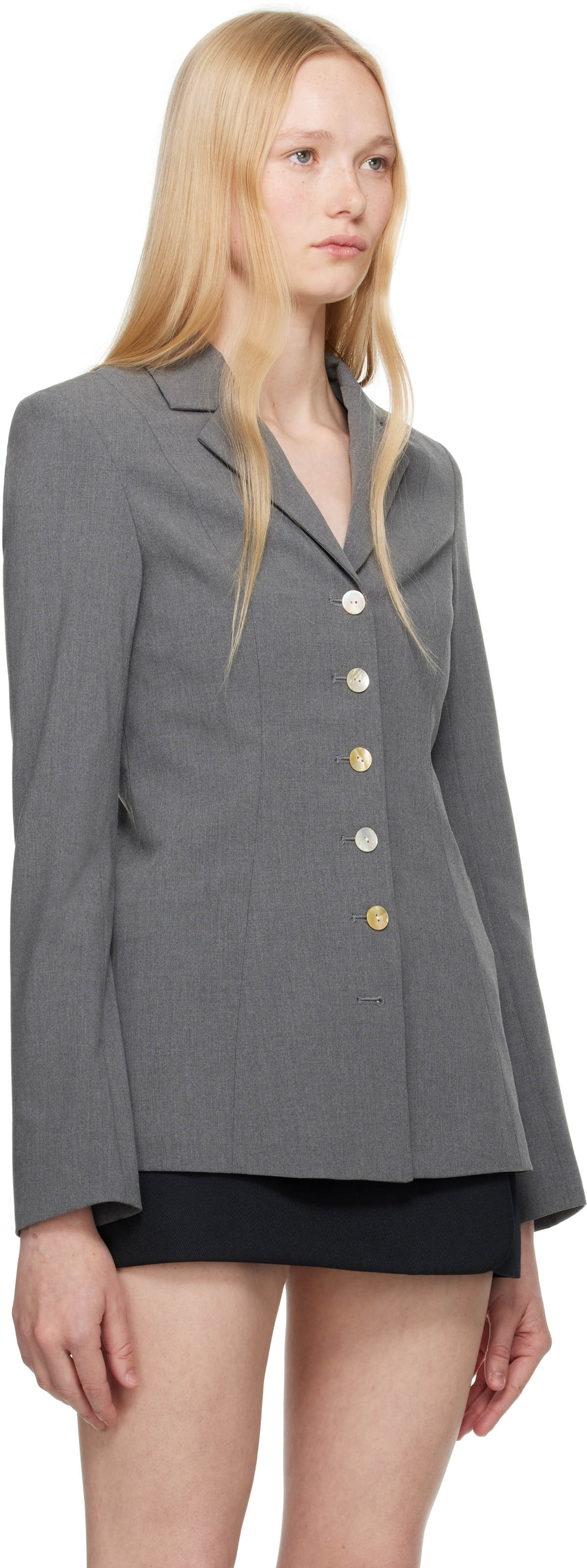 Sandy Liang Gray Exton Blazer