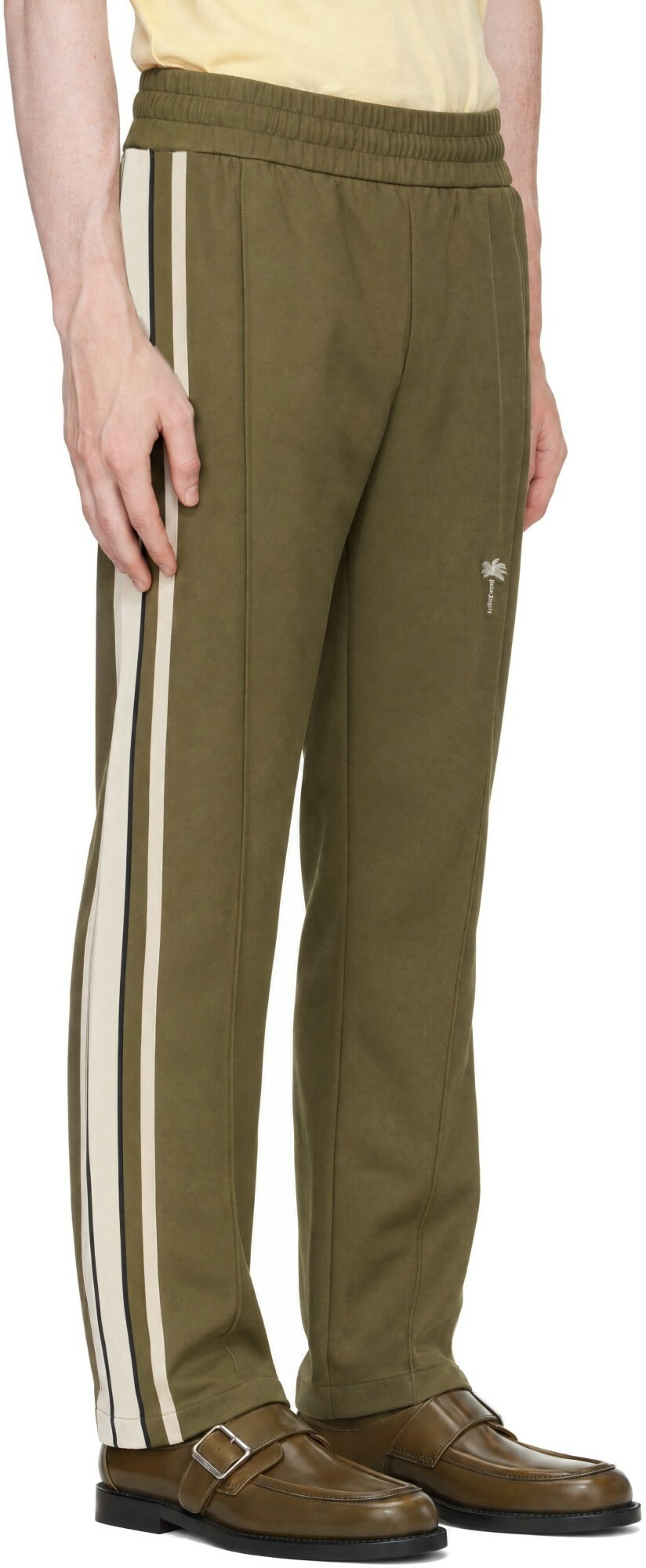 Palm Angels Khaki Palm Tree Striped Track Pants