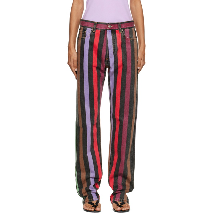 Photo: Versace Multicolor Striped Straight Jeans