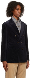 Brunello Cucinelli Navy Velluto Sea Island Blazer