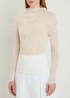 Issey Miyake Pleated Semi-sheer Chiffon top White