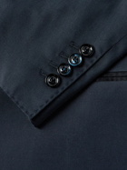 Brunello Cucinelli - Slim-Fit Double-Breasted Silk Satin-Trimmed Cotton and Silk-Blend Twill Tuxedo - Blue