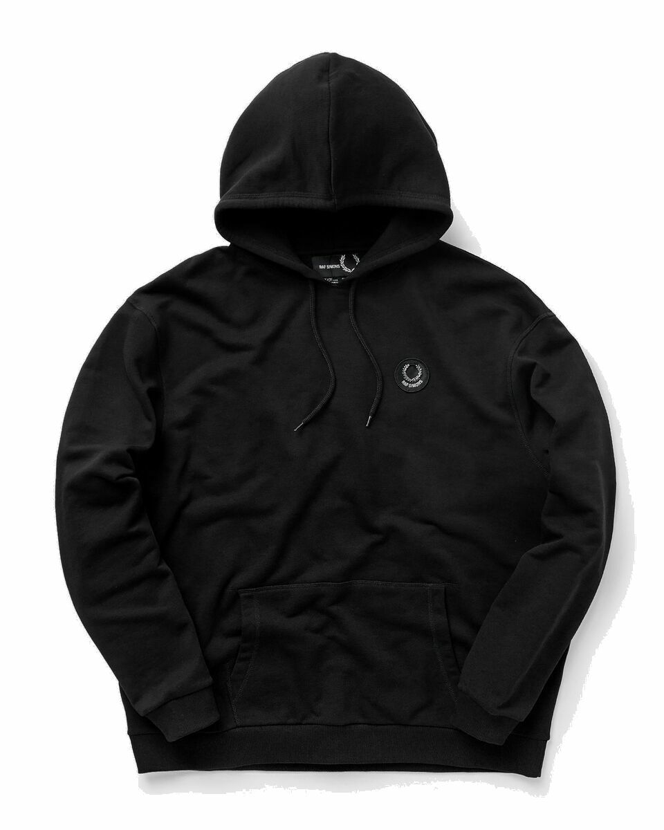 Photo: Fred Perry X Raf Simons Patched Overhead Hoody Black - Mens - Hoodies