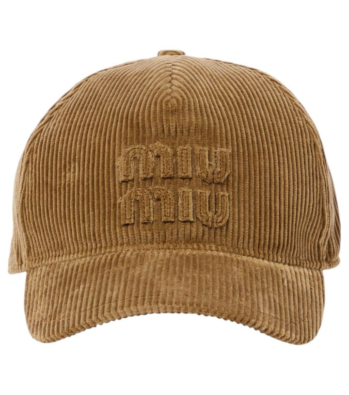 Photo: Miu Miu Logo corduroy baseball cap