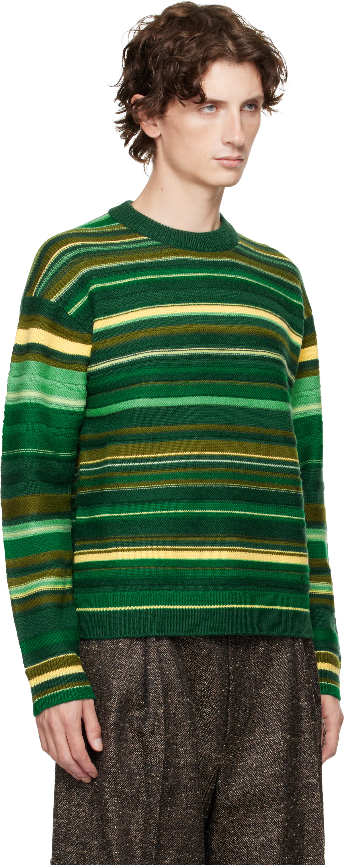 JW Anderson Green Multi Stripe Sweater