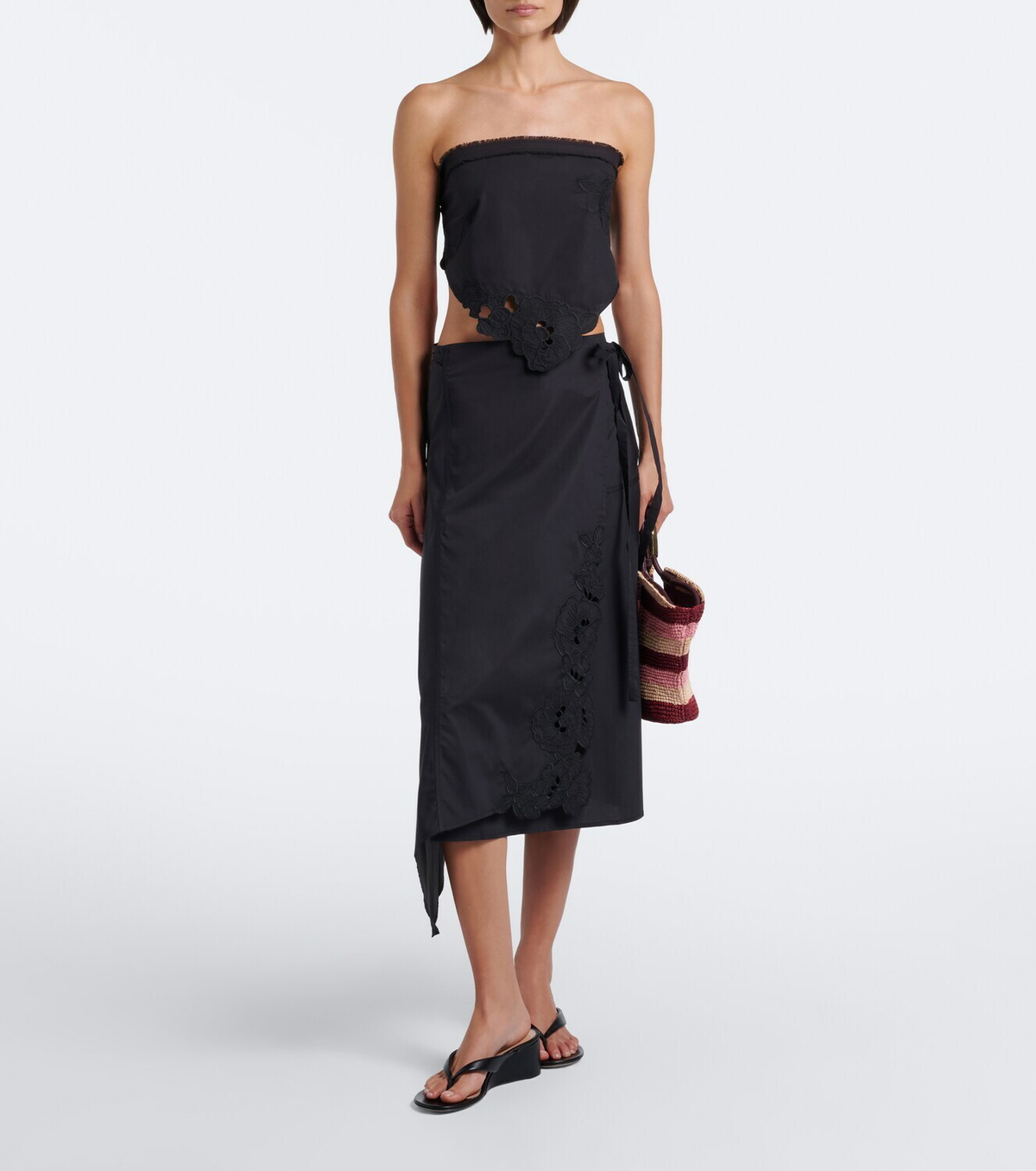 SIR Klara asymmetric cotton midi skirt