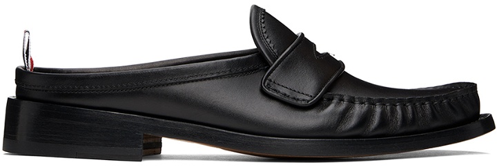 Photo: Thom Browne Black Pleated Penny Loafer Mules