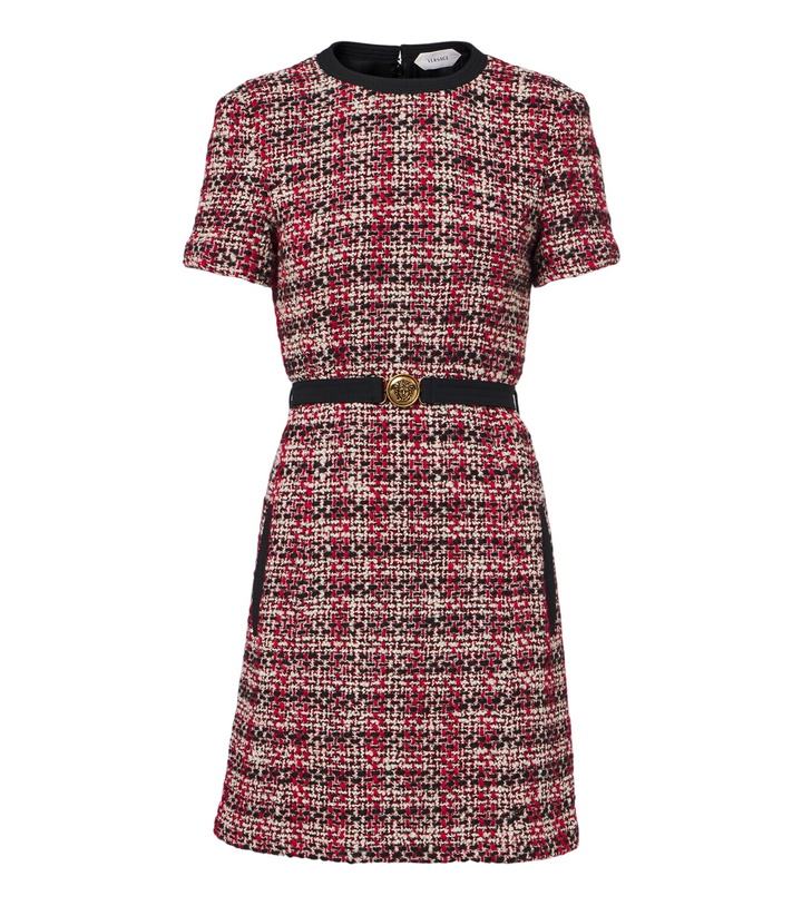 Photo: Versace Medusa belted wool-blend tweed minidress