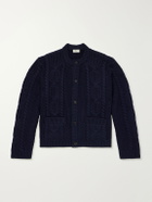 SAINT LAURENT - Cable-Knit Wool Cardigan - Blue