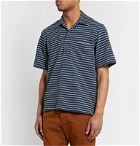 Camoshita - Skipper Camp-Collar Striped Cotton-Terry Shirt - Blue