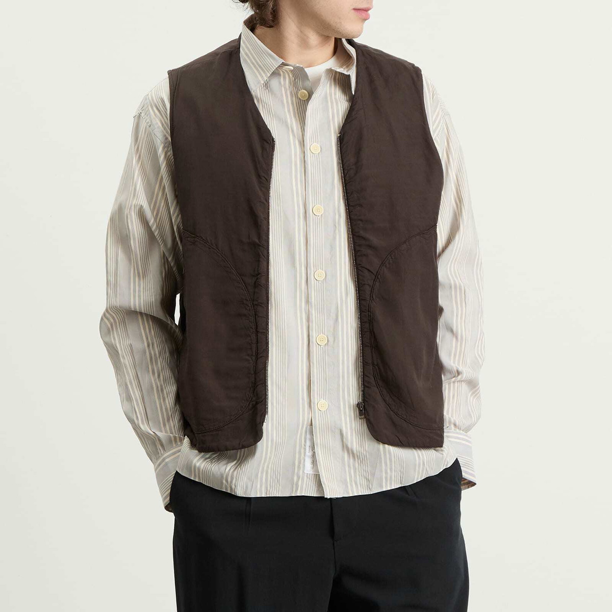 Ranra Men's Mill Viscose Cotton Vest in Black Coffee