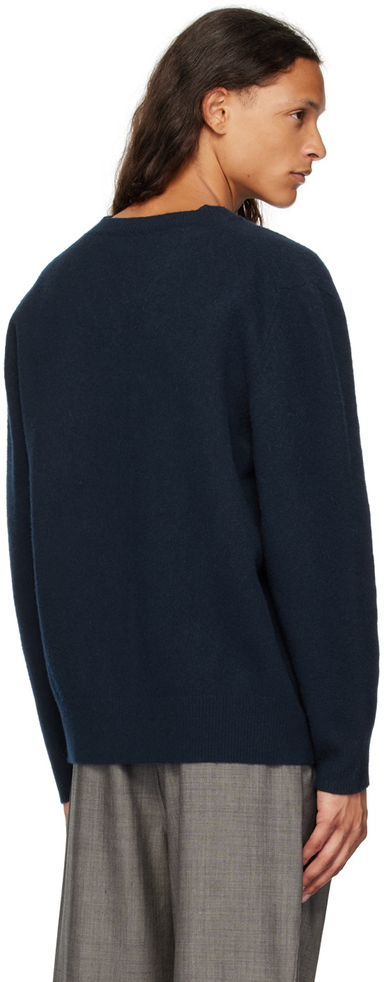 Róhe Navy Relaxed V-Neck Sweater