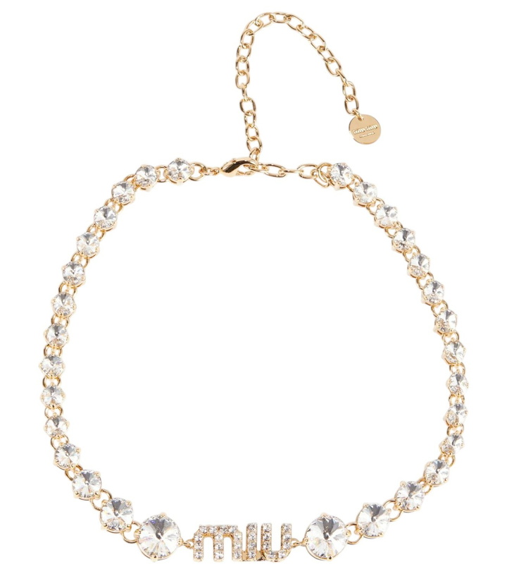 Photo: Miu Miu Logo crystal-embellished necklace