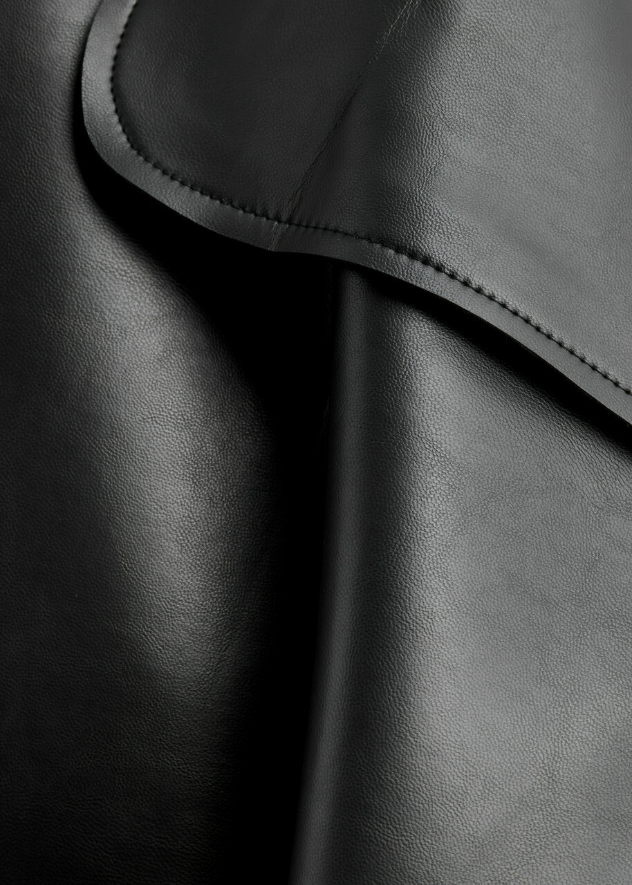 Norma Kamali Belted Faux Leather Trench Coat Black