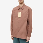 Jil Sander Men's Canvas Overshirt Jacket in Antique Rose