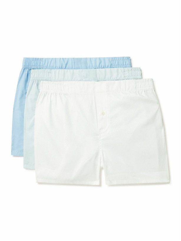 Photo: Hamilton And Hare - Three-Pack Cotton and Silk-Blend Boxer Shorts - Multi