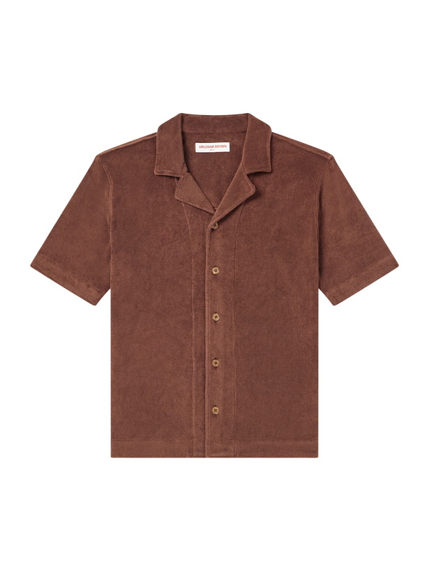 Photo: Orlebar Brown - Hawkin Solid Cotton Organic Terry Shirt - Brown