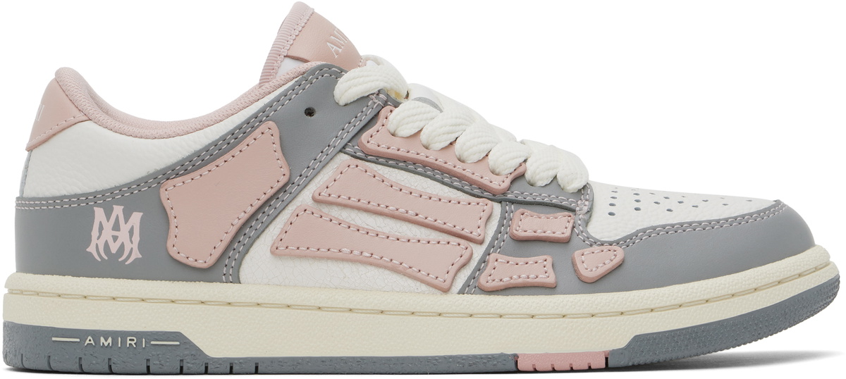 AMIRI Pink & Gray Varsity Skel Top Low Sneakers Amiri