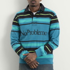 No Problemo Men's Striped Rugby Shirt in Aqua