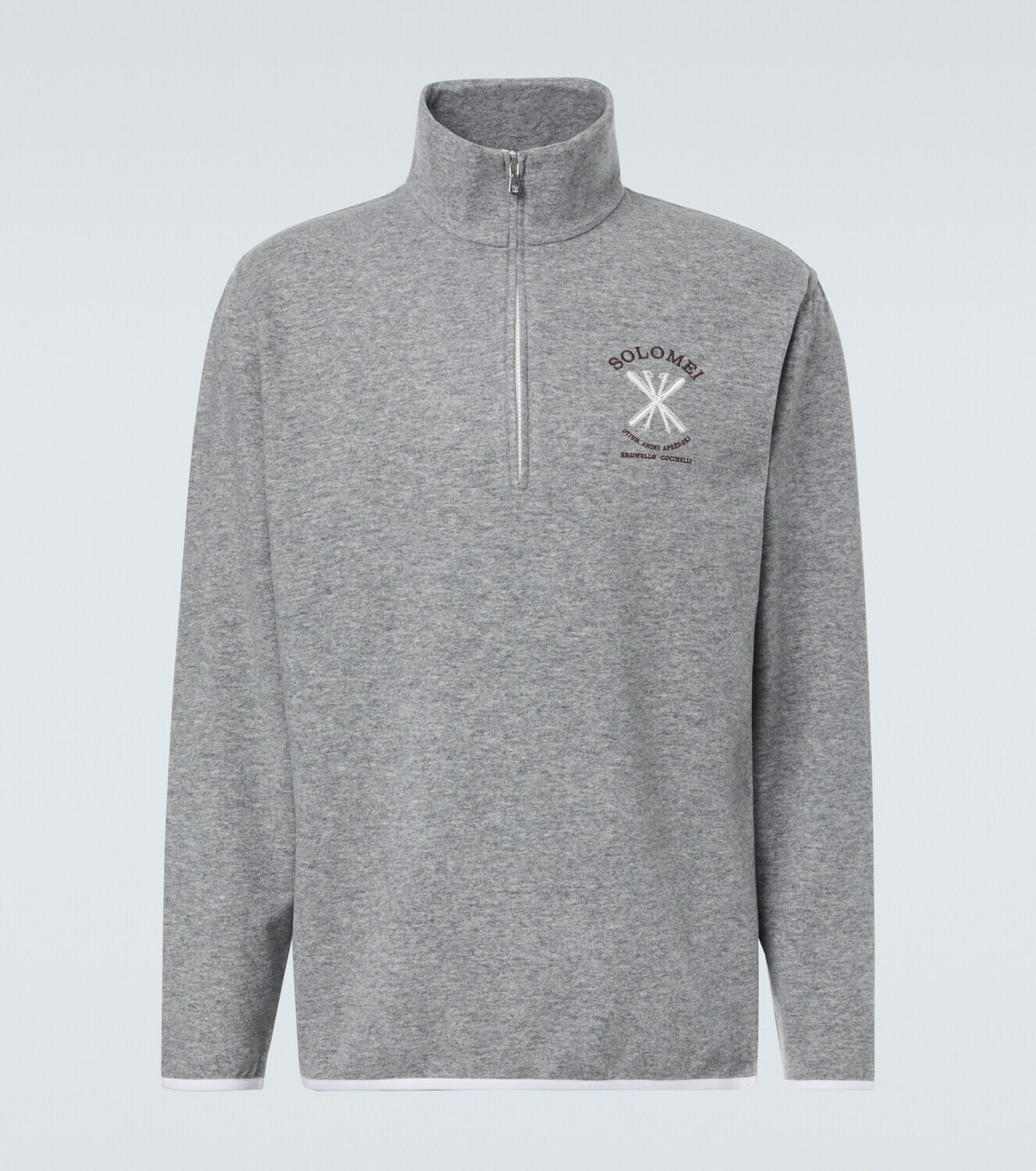 Brunello Cucinelli Cashmere and cotton-blend half-zip sweatshirt