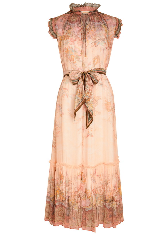 Photo: Zimmermann Alchemy Belted Paisley-print Chiffon Midi Dress Pink