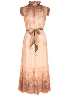 Zimmermann Alchemy Belted Paisley-print Chiffon Midi Dress Pink