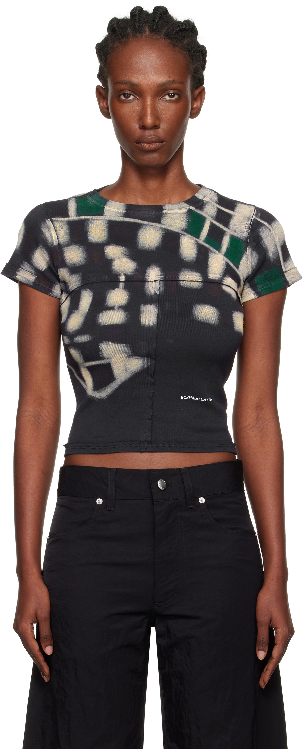 Eckhaus Latta Black & Beige Lapped Baby T-shirt