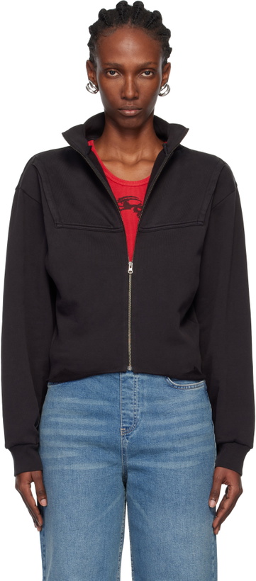 Photo: Prototypes Black Upside Down Zip Up Sweatshirt