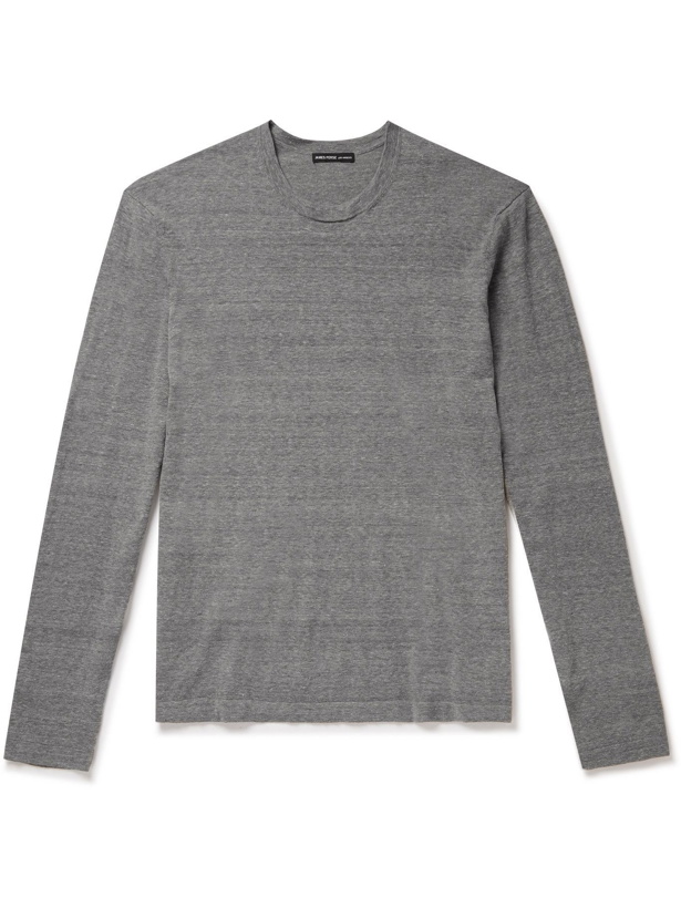 Photo: JAMES PERSE - Slim-Fit Mélange Recycled Cotton Sweater - Gray