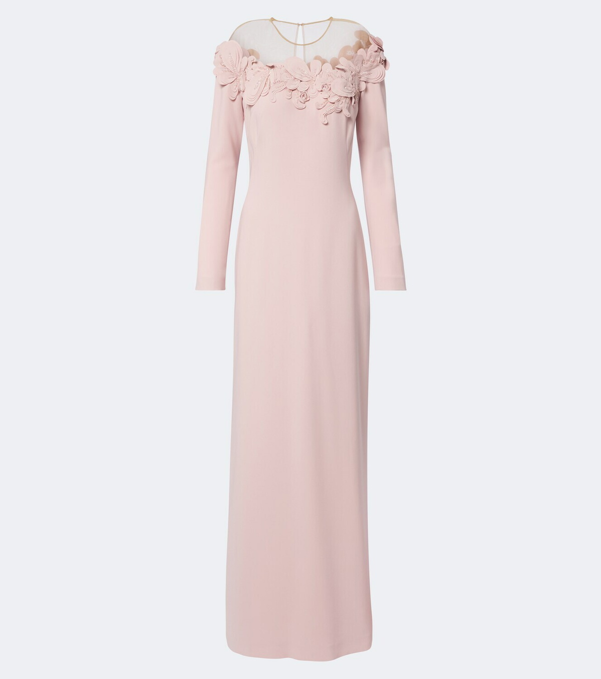 Costarellos Zurina embellished floral-appliqué crêpe gown