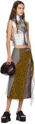 Dries Van Noten Khaki Draped Midi Skirt