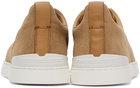 ZEGNA Tan Canvas Triple Stitch Sneakers