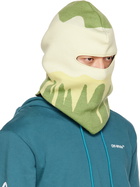 Off-White Green & Off-White Abstract Balaclava