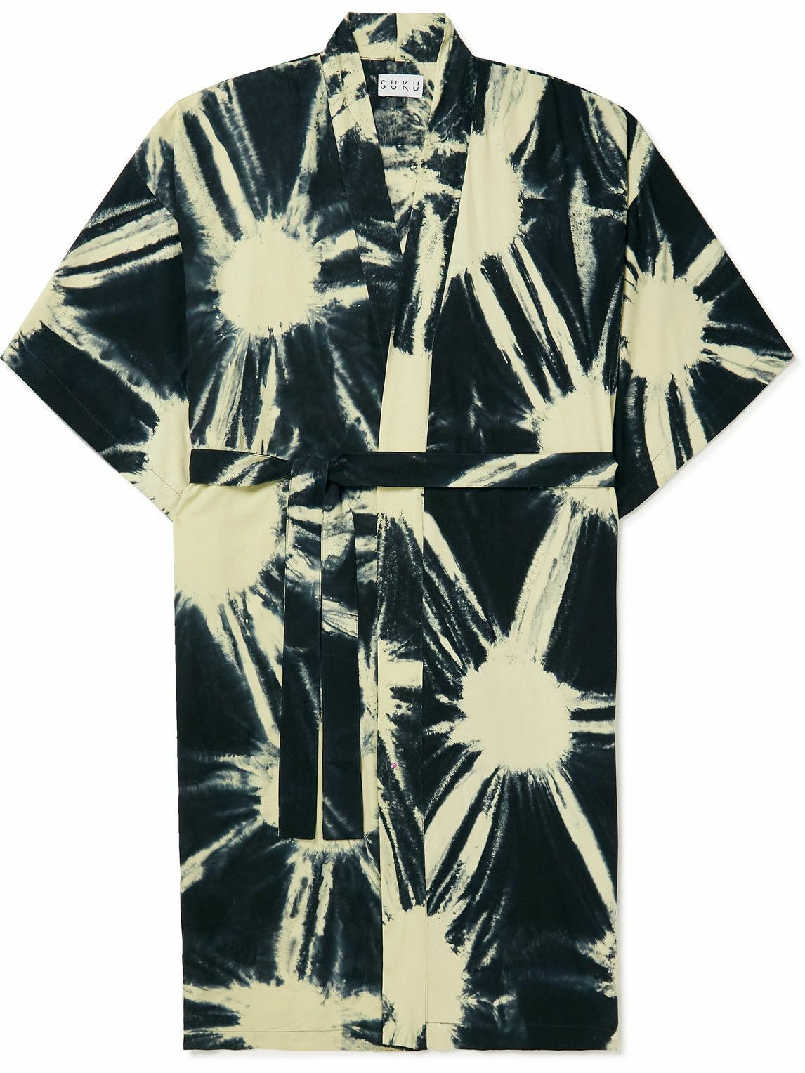 SUKU - Tie-Dyed Bamboo-Jersey Robe - Black
