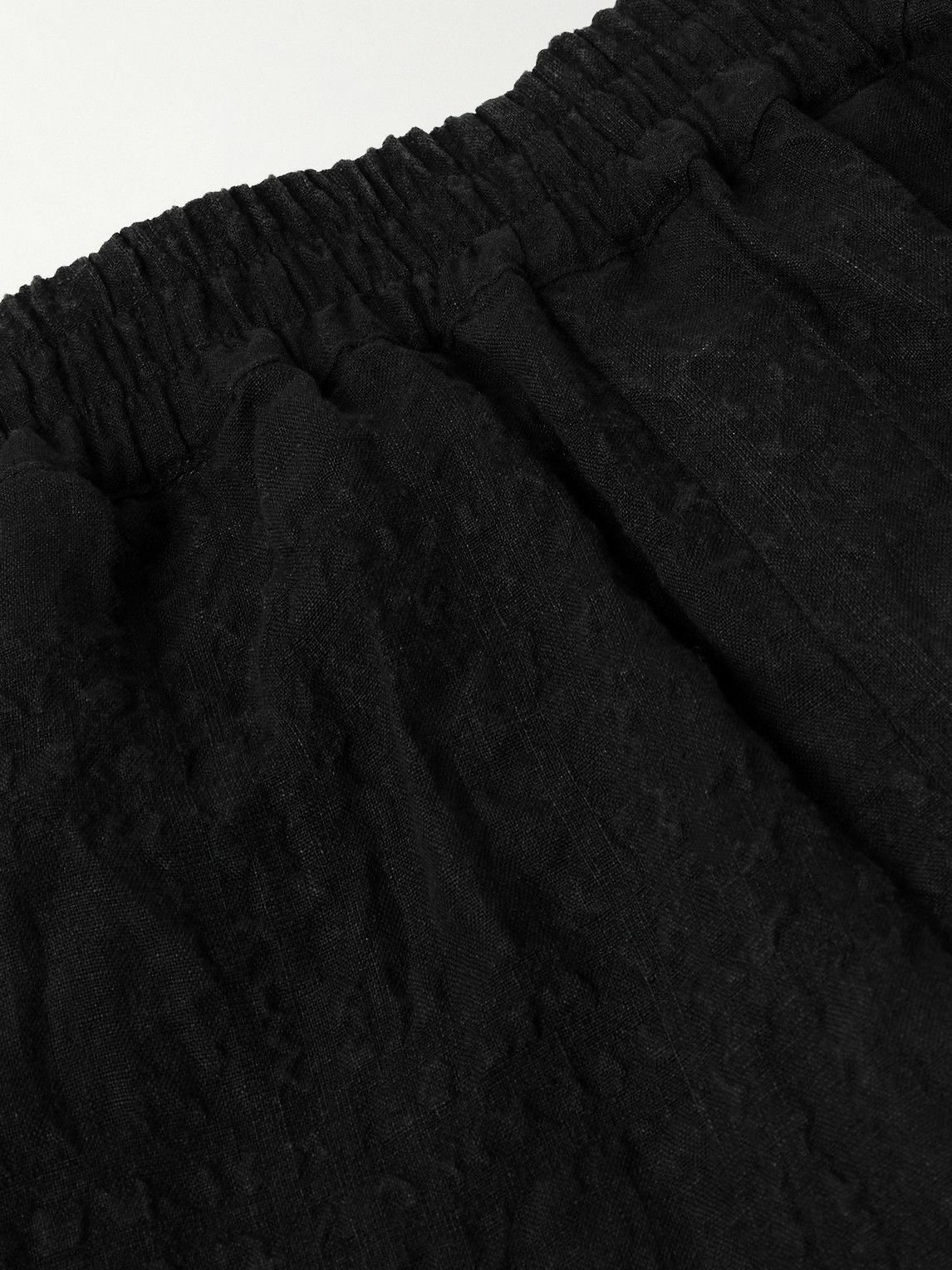 A Kind Of Guise - Saleh Wide-Leg Checked Linen and Lyocell-Blend Seersucker Shorts - Black