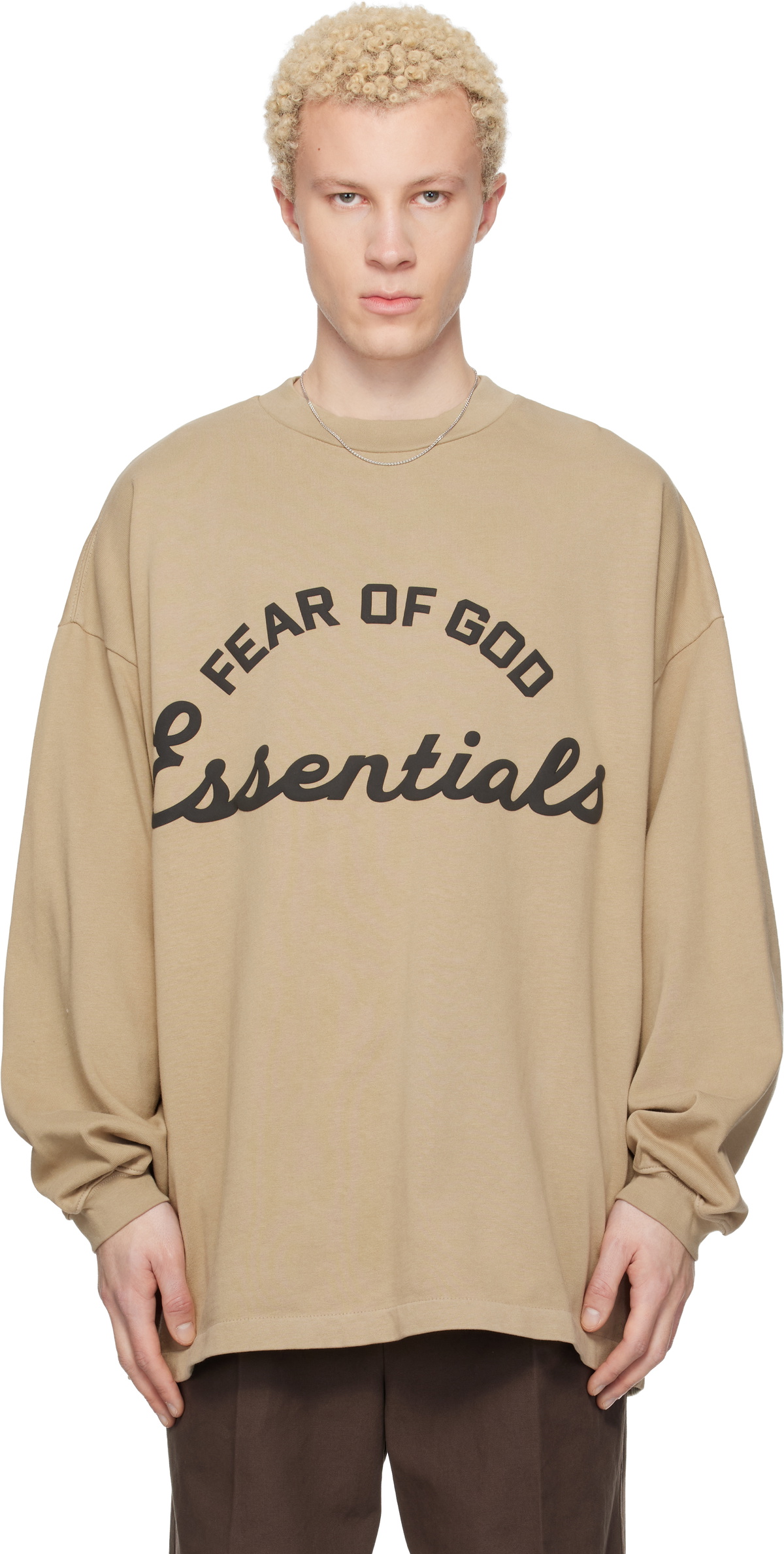 Fear of God ESSENTIALS Beige Training 90s Long Sleeve T-shirt