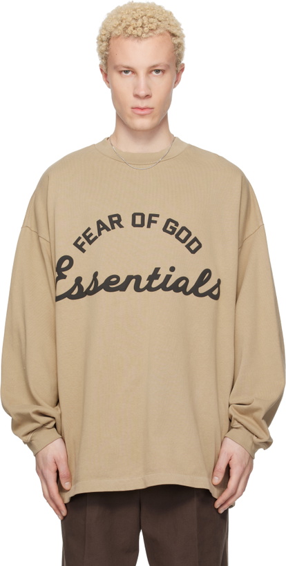 Photo: Fear of God ESSENTIALS Beige Training 90s Long Sleeve T-shirt
