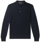 Loro Piana - Slim-Fit Herringbone Virgin Wool Polo Shirt - Black