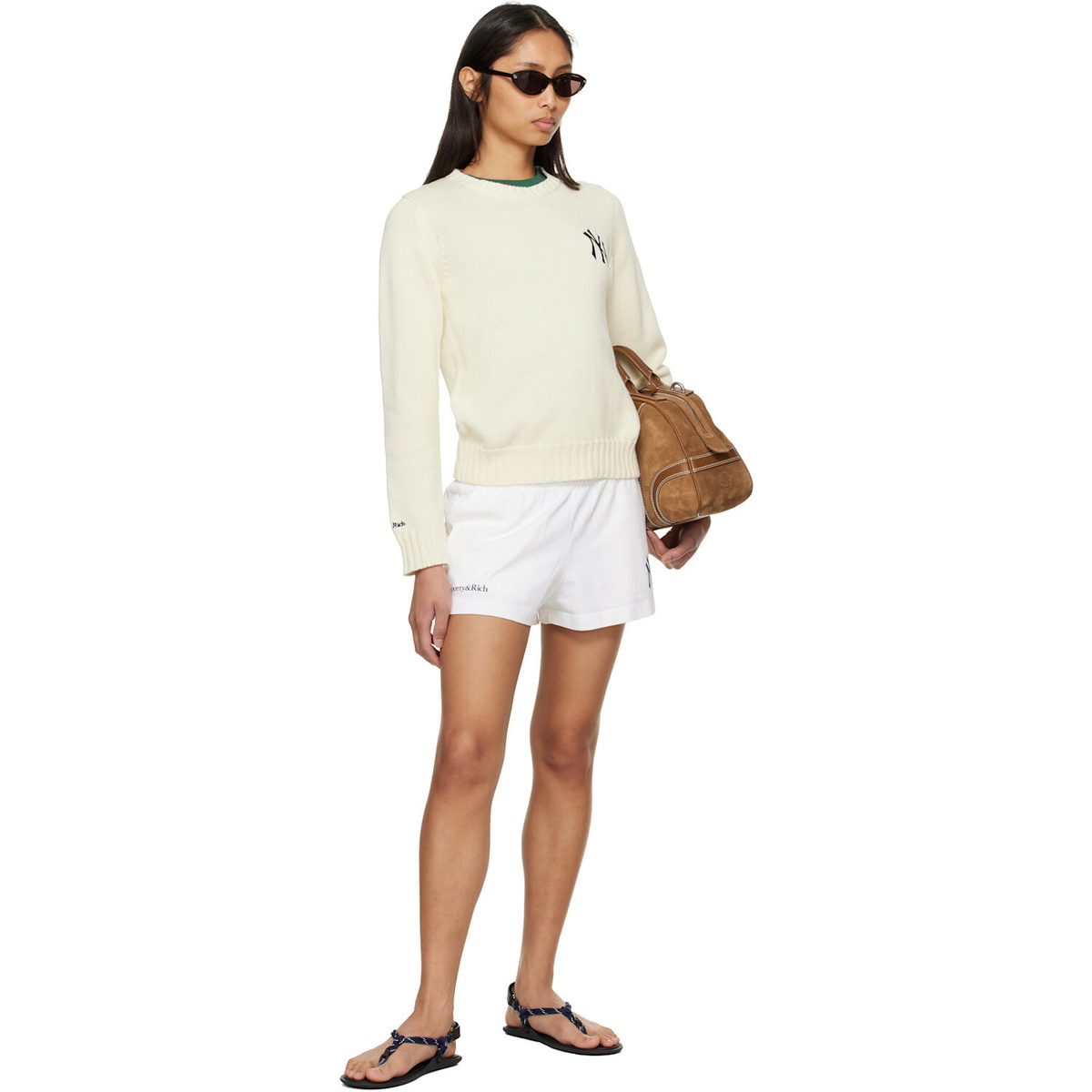 Sporty & Rich Off-White Heritage Yankees Serif Knitted Sweater