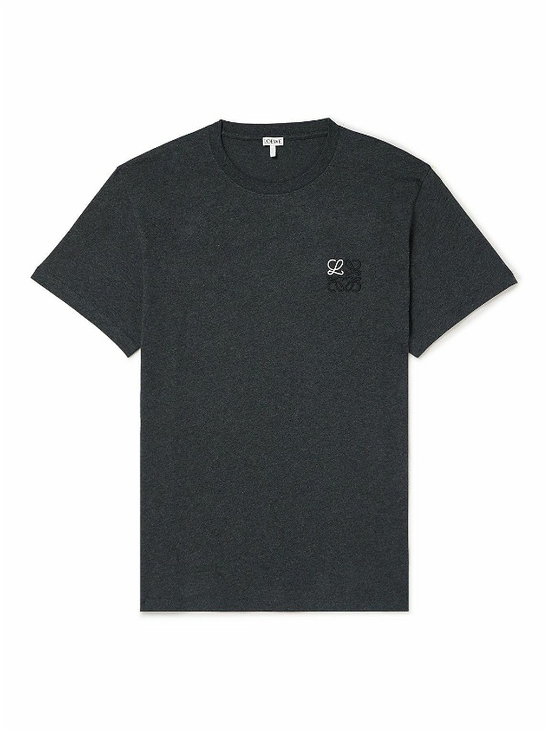 Photo: Loewe - Slim-Fit Logo-Embroidered Cotton-Jersey T-Shirt - Gray