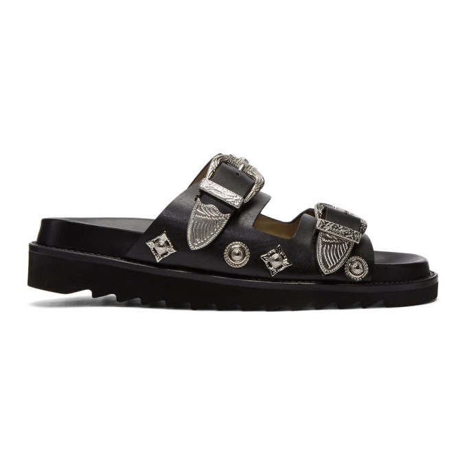 Toga Pulla Black Charms and Buckle Slides Toga Pulla