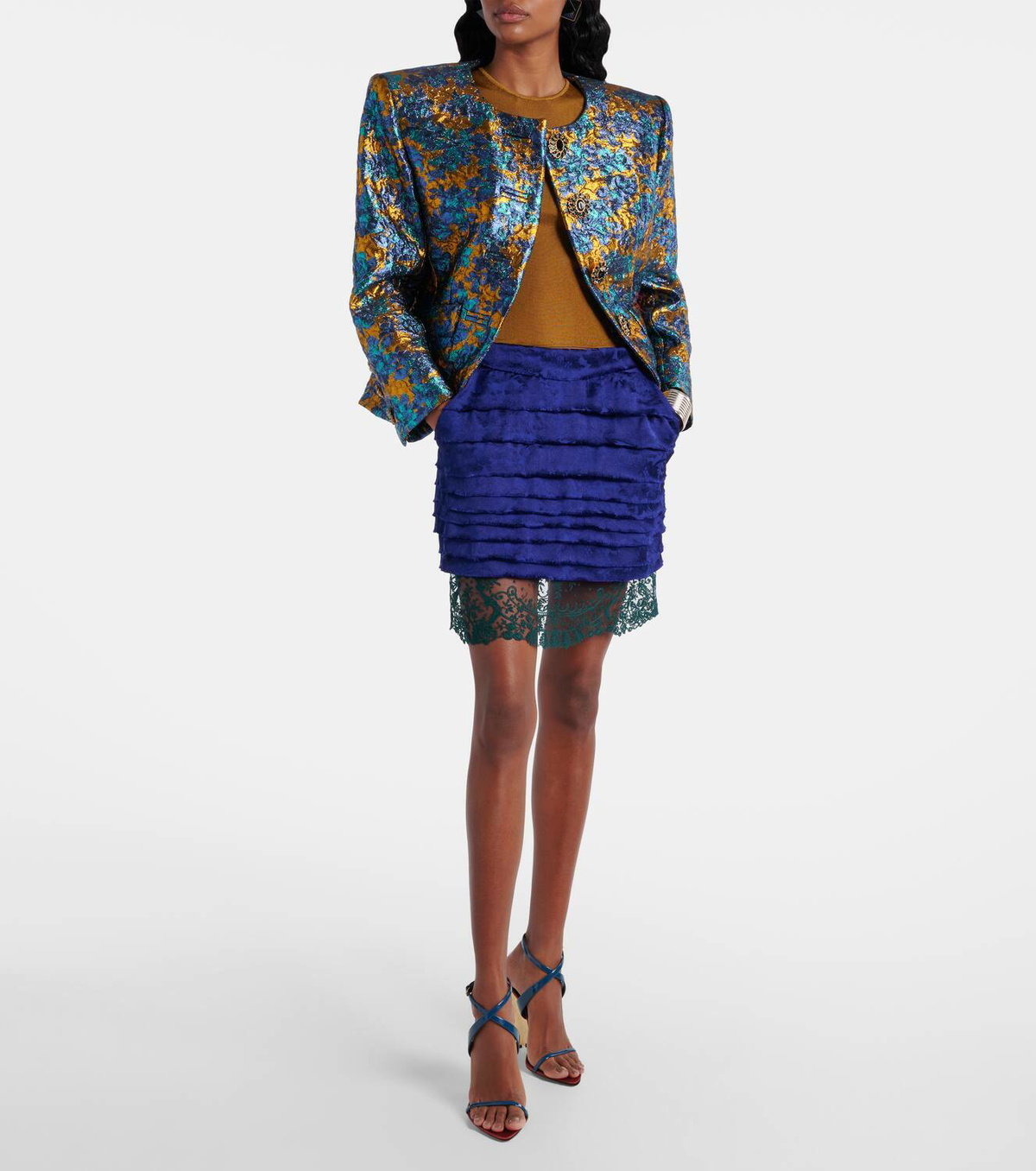 ★SCULPTOR★ Jacquard Layered Skirt Blue SC24A419BL MUSINSA | SCULPTOR Jacquard Layered Skirt Blue