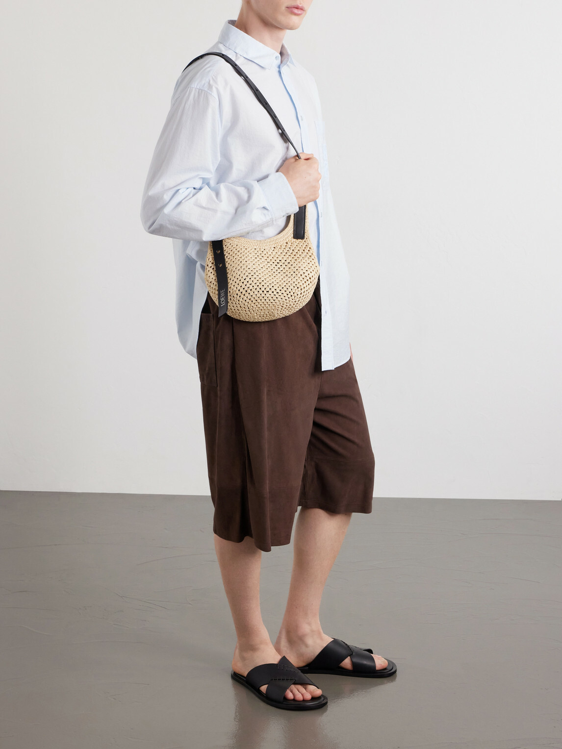 LOEWE - Paula's Ibiza The Punch Hole Leather-Trimmed Raffia Tote Bag