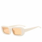 Le Specs x No Problemo Blackpool Sunglasses in Off White/Amber Tint 