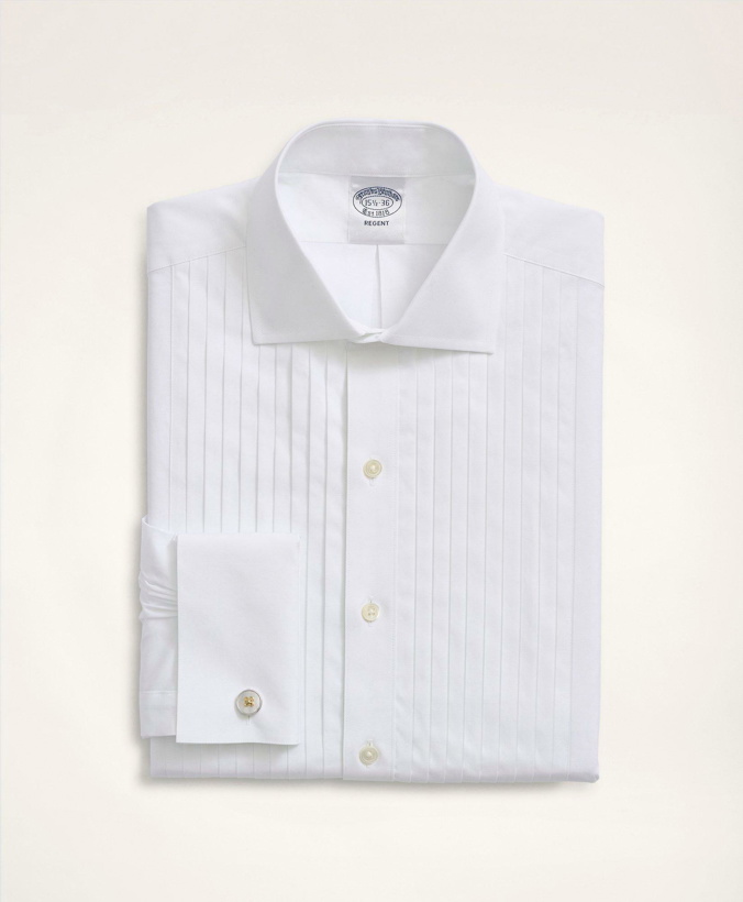 Photo: Brooks Brothers Men's Regent Regular-Fit Ten-Pleat Broadcloth English Collar Tuxedo Shirt | White