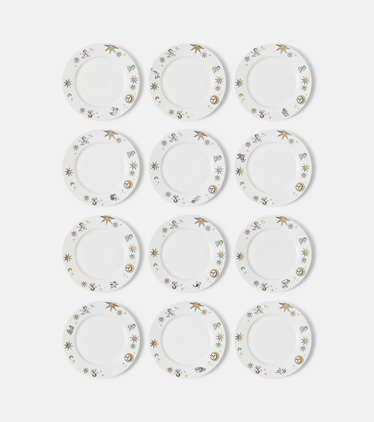 Fornasetti Astronomici set of 12 porcelain dessert plates