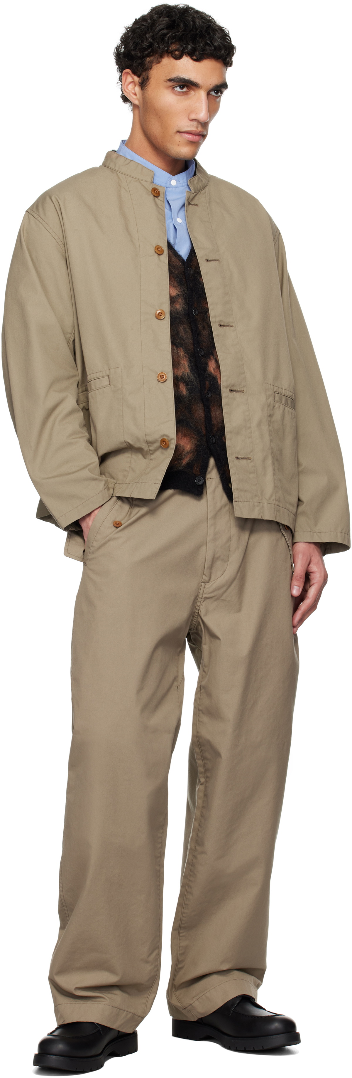 nanamica Taupe Side Belt Wide Trousers Nanamica