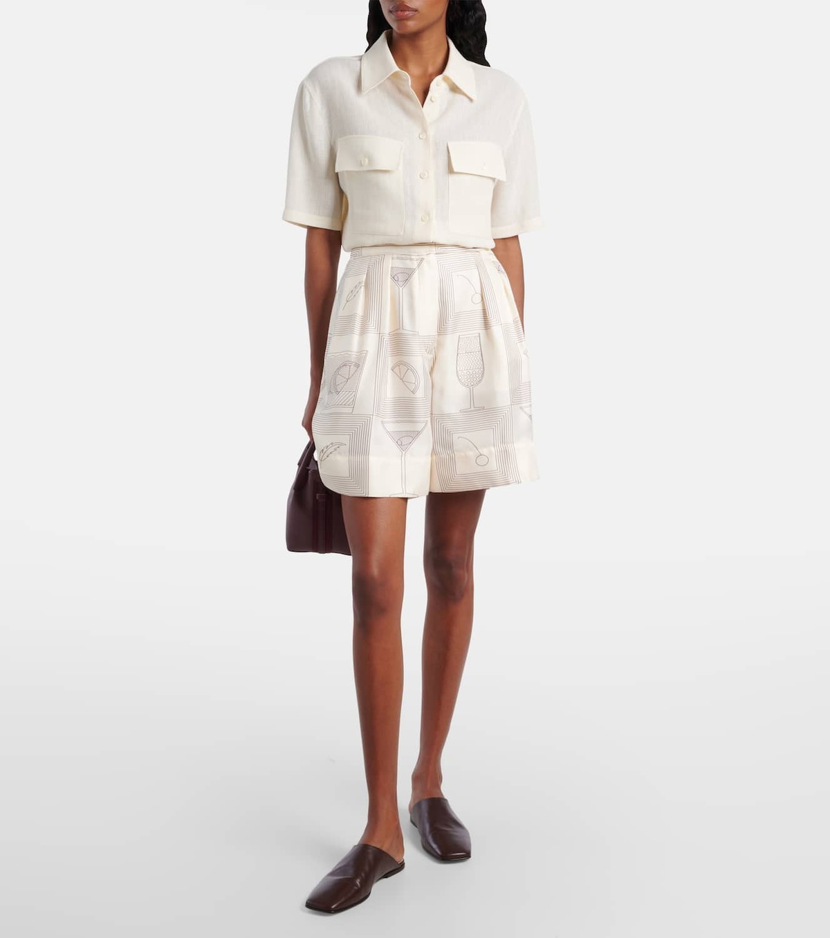 Loro Piana Dorin printed silk twill Bermuda shorts
